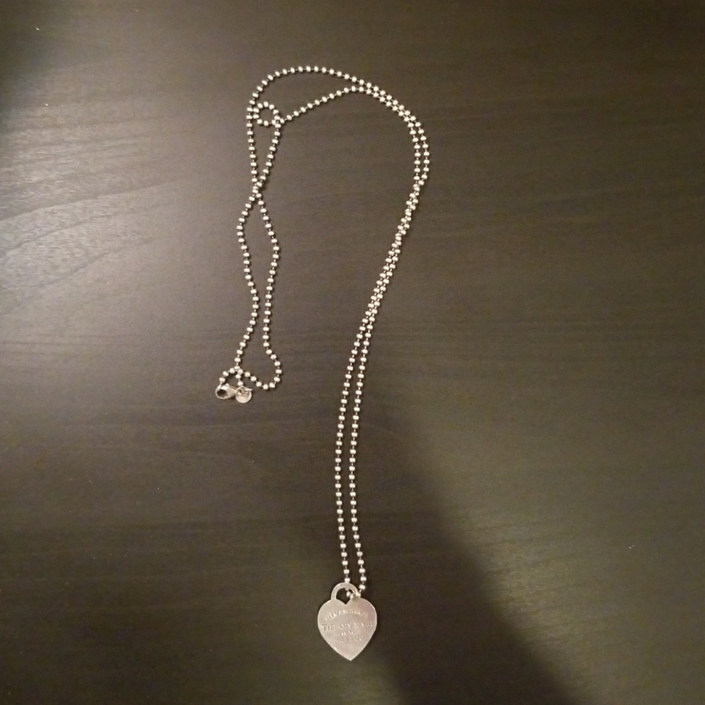 Tiffany & Co long chain heart necklace